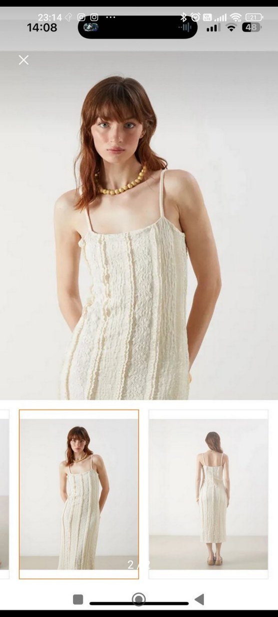 Dantel Detaylı Bohem Beyaz Uzun Elbise - Görsel 5