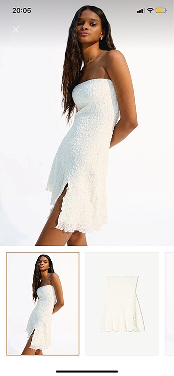 Bershka Dantelli Straplez Mini Elbise