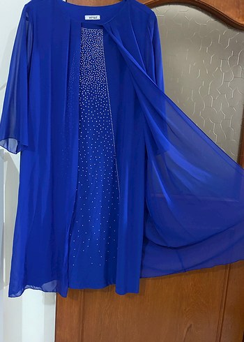 Mavi Uzun Kadın Elbise - Görsel 2