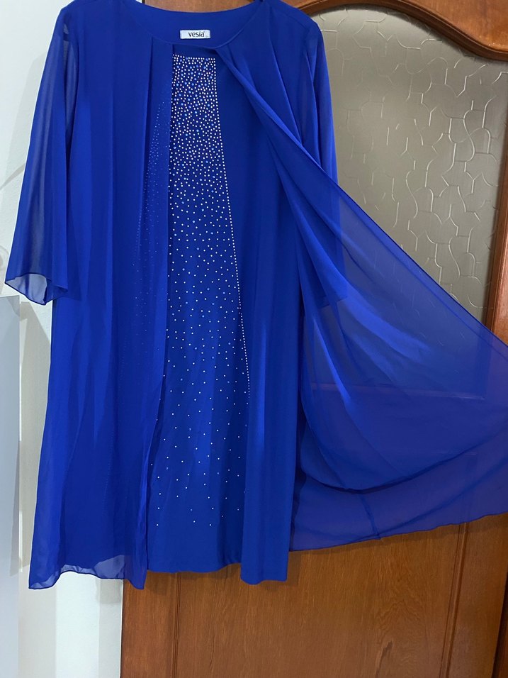 Mavi Uzun Kadın Elbise - Görsel 2