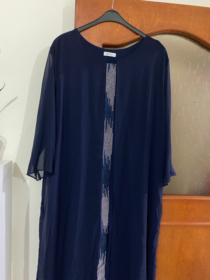 Kadın Lacivert Uzun Salaş Elbise - Görsel 3