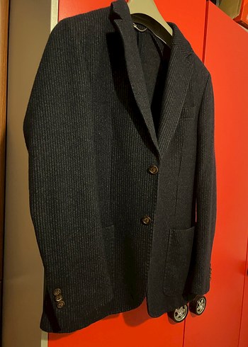 Düğmeli Siyah Yün Erkek Ceket - Görsel 2