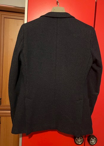 Düğmeli Siyah Yün Erkek Ceket - Görsel 5