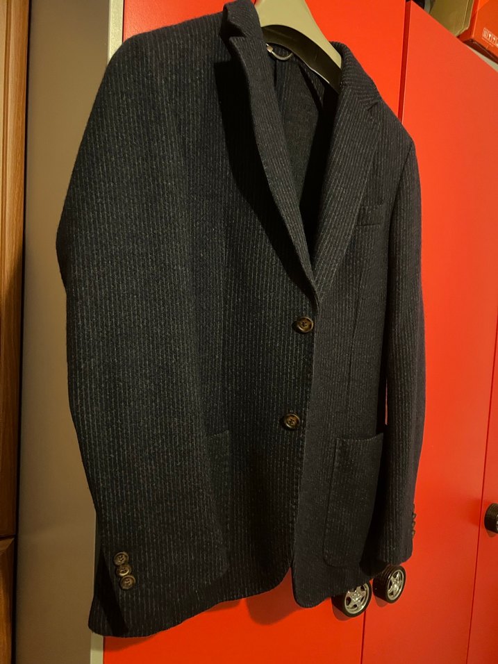 Düğmeli Siyah Yün Erkek Ceket - Görsel 2