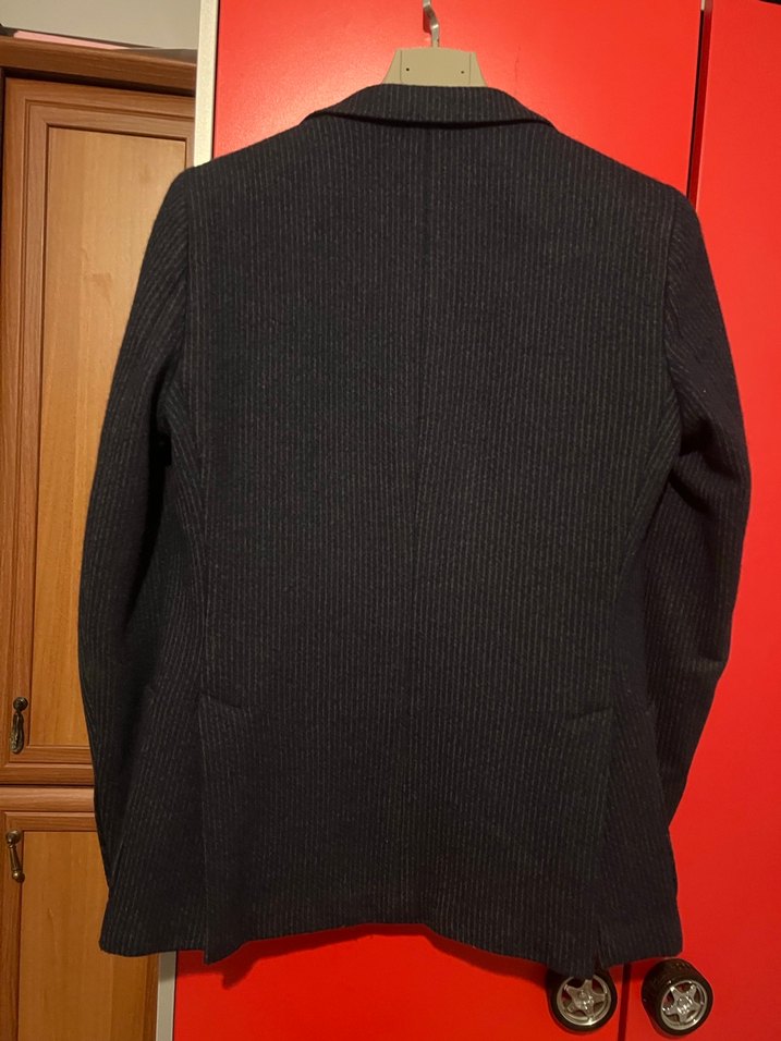 Düğmeli Siyah Yün Erkek Ceket - Görsel 5