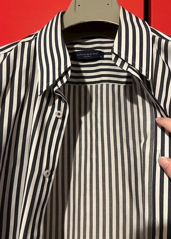 Siyah Beyaz Çizgili Uzun Kollu Kadın Gömlek - Görsel 2