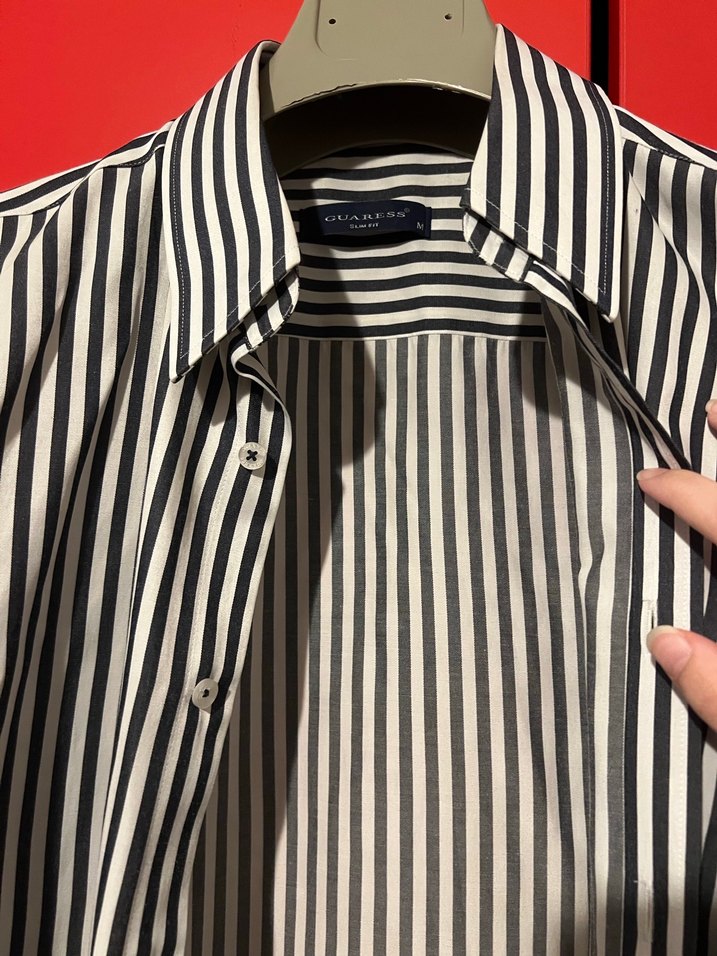 Siyah Beyaz Çizgili Uzun Kollu Kadın Gömlek - Görsel 2