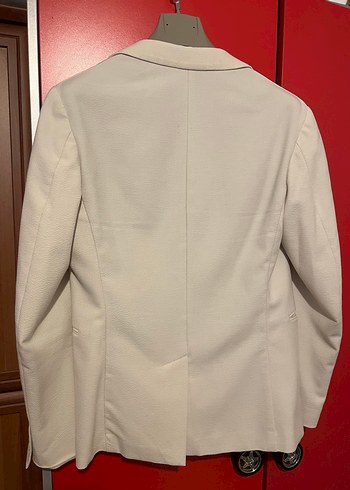 Düğmeli Beyaz Erkek Ceket, Klasik Kesim - Görsel 4