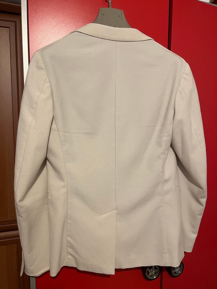 Düğmeli Beyaz Erkek Ceket, Klasik Kesim - Görsel 4