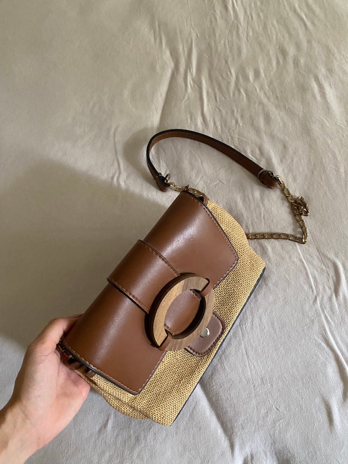 Parlak Kahverengi Tokalı Deri Kadın Çanta - Görsel 2