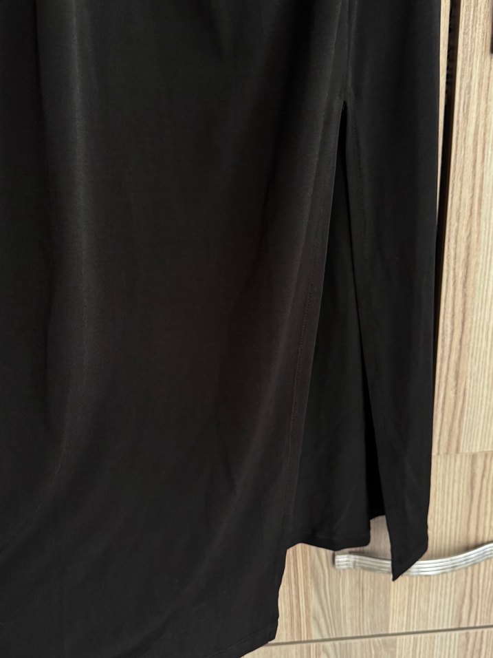 Siyah Drapeli Uzun Kadın Elbise - Görsel 3