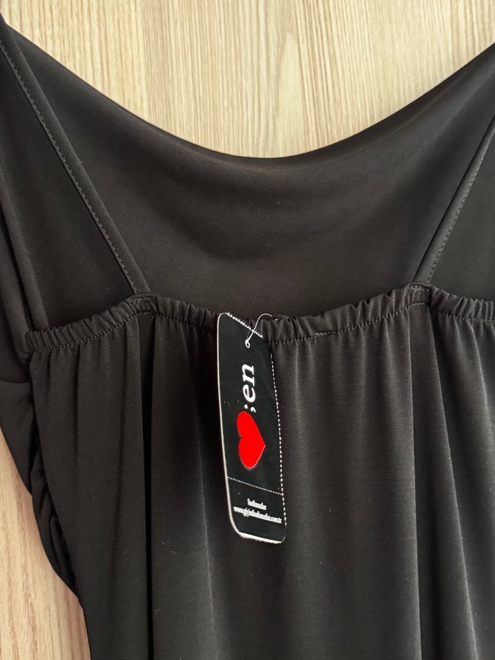 Siyah Drapeli Uzun Kadın Elbise - Görsel 4