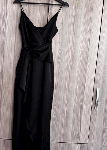 Siyah Drapeli Uzun Abiye Elbise - Görsel 4