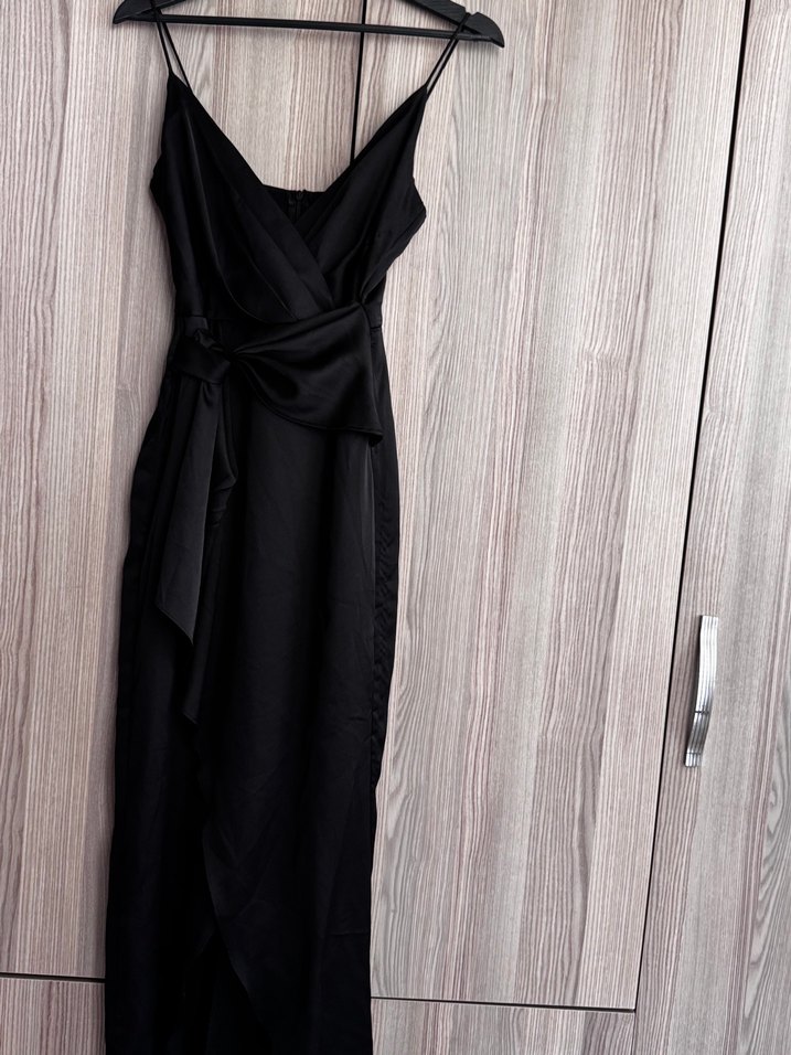 Siyah Drapeli Uzun Abiye Elbise - Görsel 4