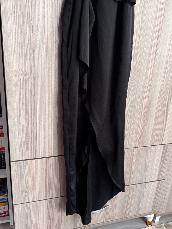 Siyah Drapeli Uzun Abiye Elbise - Görsel 3