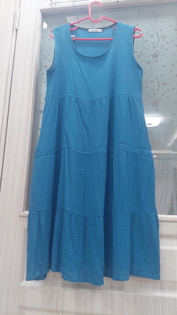 Mavi Salaş Uzun Kollu Elbise - Görsel 2