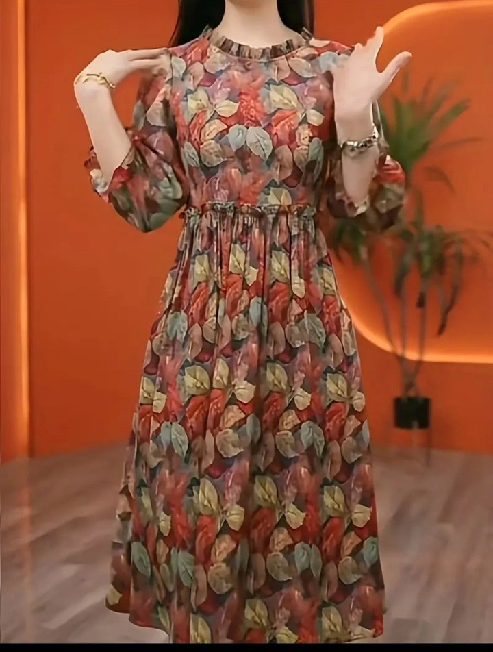 Renkli Uzun Bohem Kadın Elbise - Görsel 3