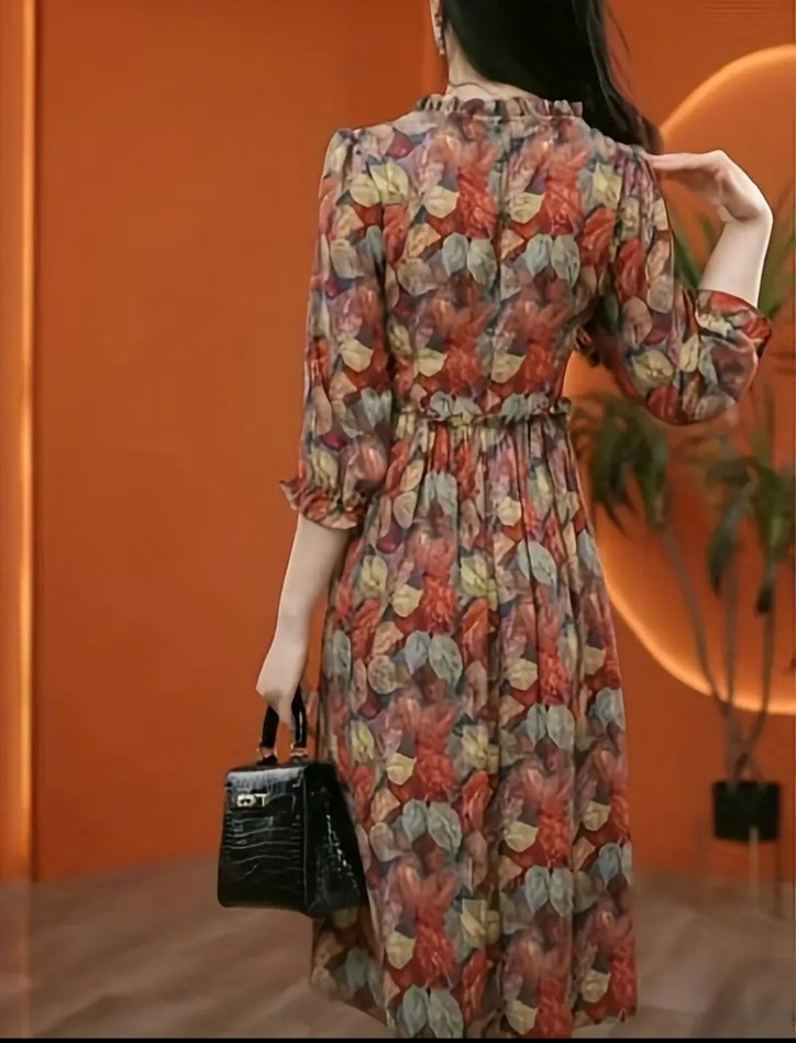 Renkli Uzun Bohem Kadın Elbise - Görsel 4