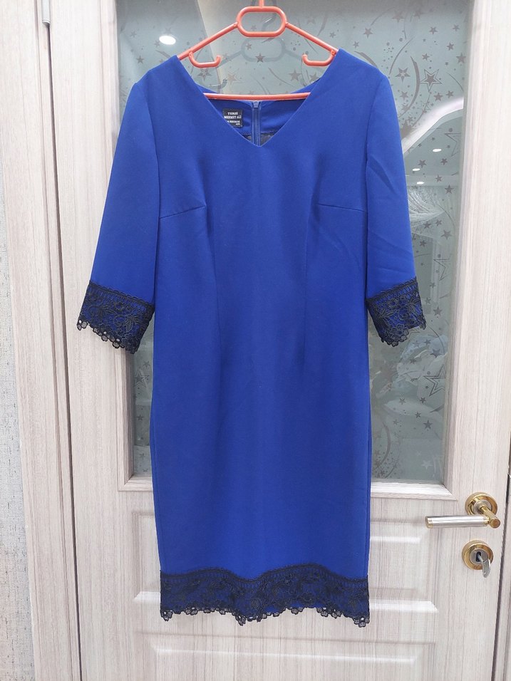 Dantel Detaylı Kısa Kollu Midi Elbise - Görsel 2