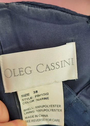 38 Beden lacivert Renk Oleg Cassini marka, Lacivert Drapeli Straplez Uzun Abiyesi
