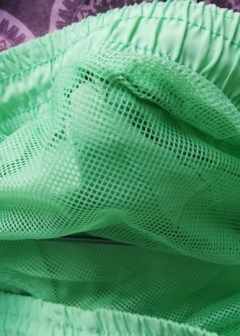 Erkek Loose Fit Yeşil Basic Deniz Şortu - Görsel 5