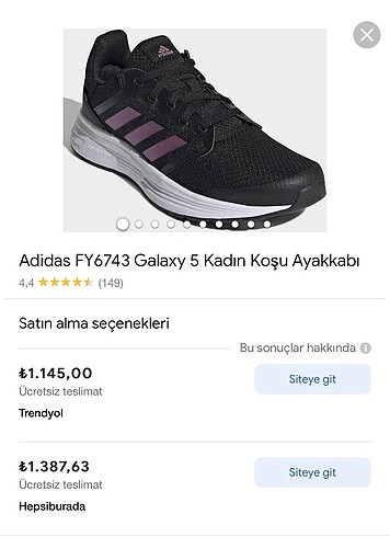 Adidas Galaxy 5 Running siyah spor ayakkabı