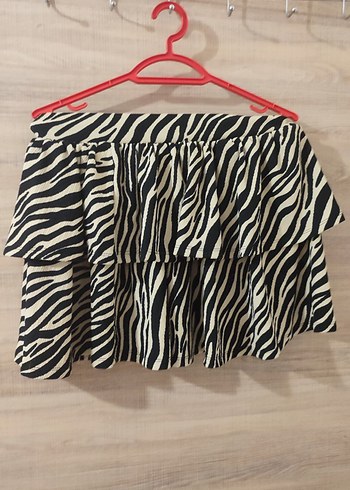 zebra desenli katlı etek
