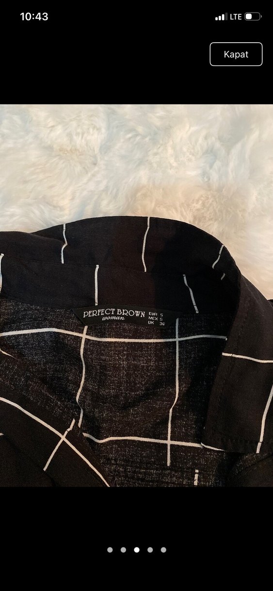 Kadın Siyah Kareli Uzun Kollu Gömlek - Görsel 3