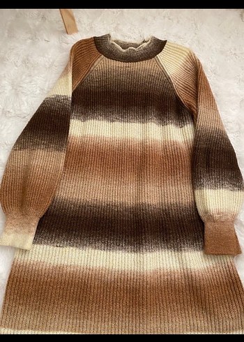 Uzun Kollu Bağlamalı Desenli Bohem Triko tunik - Görsel 2