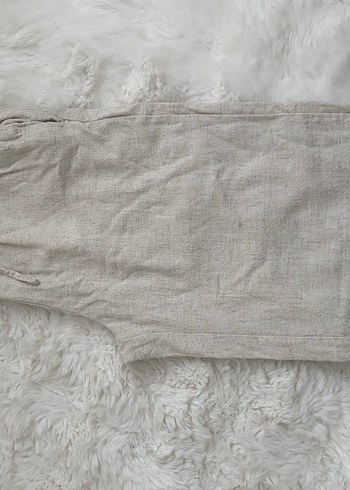 Bej Keten Rahat Kesim Kadın Pantolon - Görsel 3