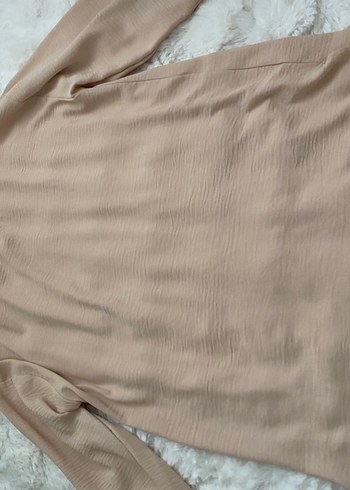40 Beden Bej Kadın Keten Uzun Kollu Salaş Tunik
