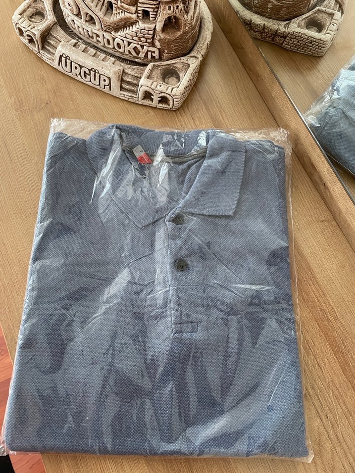 Mavi Düğmeli Erkek Polo Tişört - Görsel 4