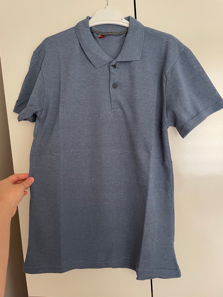 Mavi Düğmeli Erkek Polo Tişört - Görsel 3