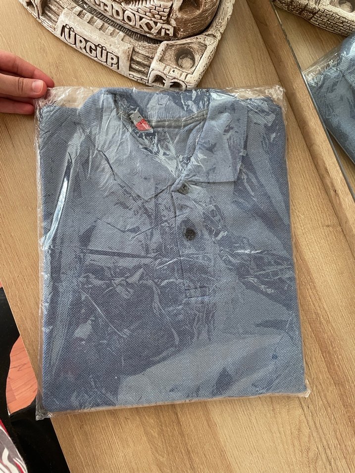 Mavi Düğmeli Erkek Polo Tişört - Görsel 5