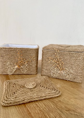 Bohem Tarzda El Yapımı Hasır Kutusu - Görsel 2