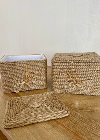 Bohem Tarzda El Yapımı Hasır Kutusu - Görsel 3