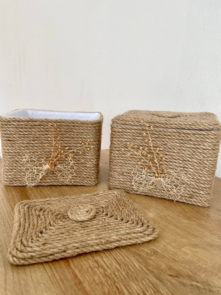 Bohem Tarzda El Yapımı Hasır Kutusu - Görsel 2