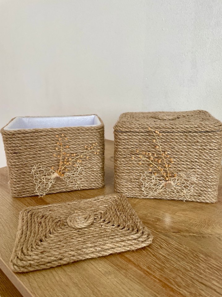 Bohem Tarzda El Yapımı Hasır Kutusu - Görsel 3