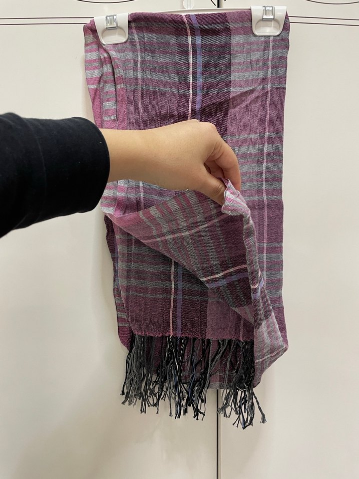 Kadın Mor Pileli Bohem Şal - Görsel 2