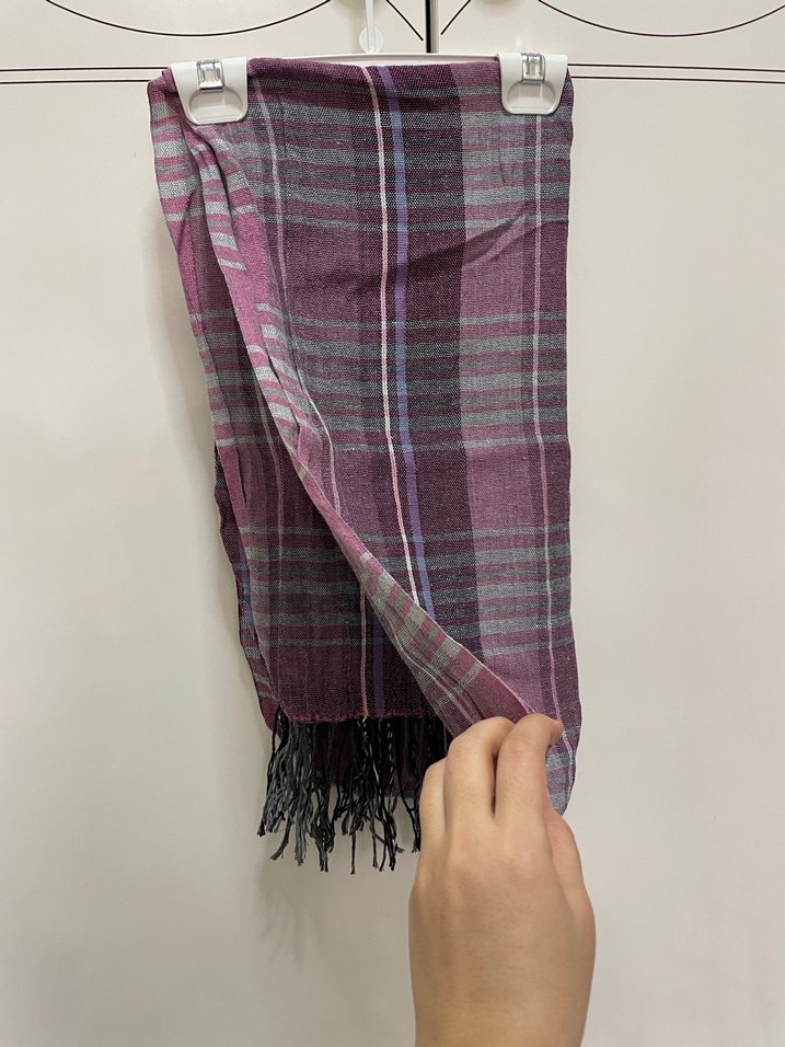 Kadın Mor Pileli Bohem Şal - Görsel 3