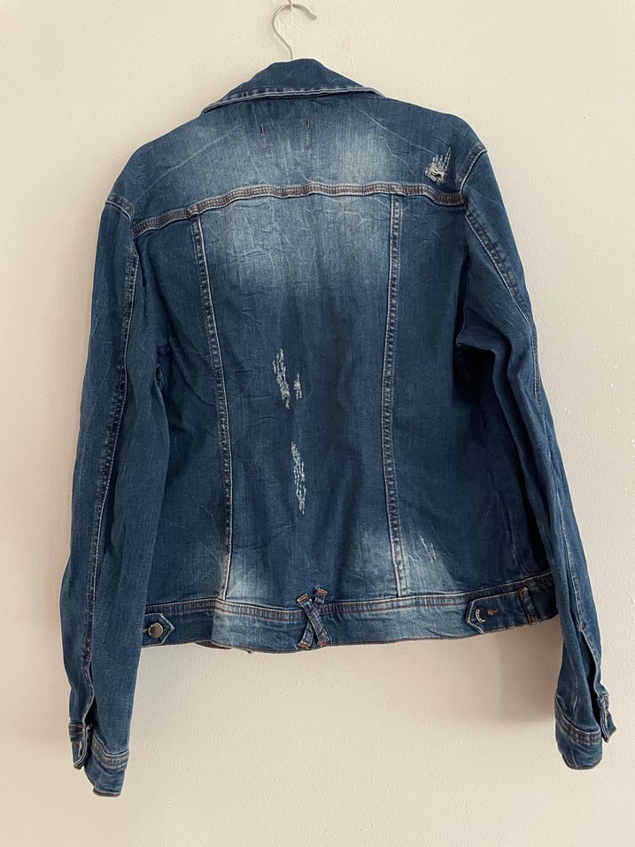 Mavi Düğmeli Kadın Kot Ceket - Görsel 2