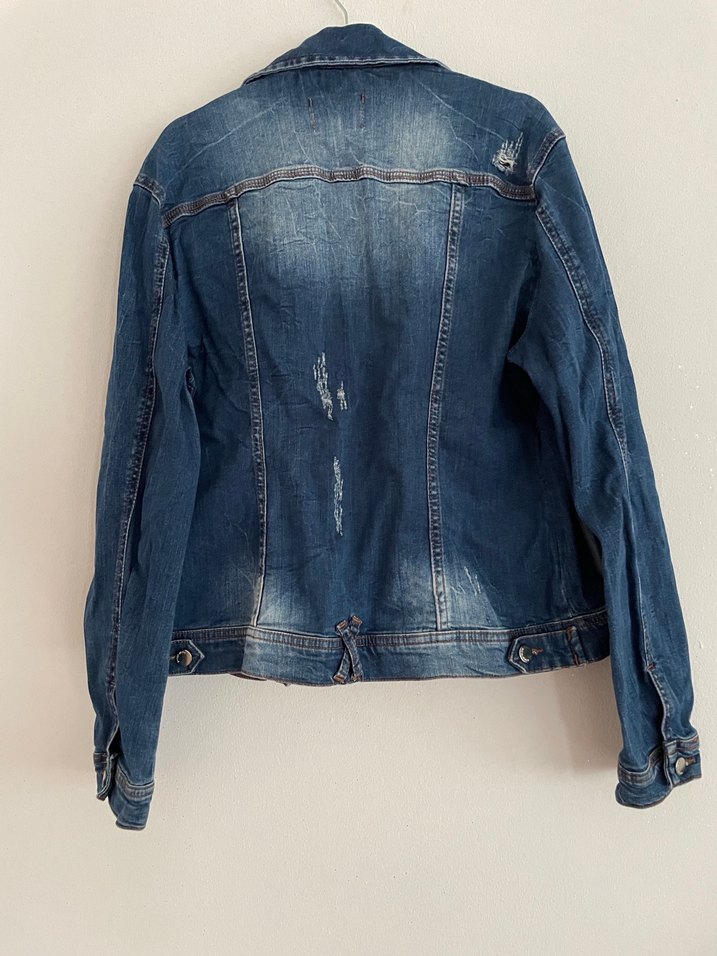 Mavi Düğmeli Kadın Kot Ceket - Görsel 3