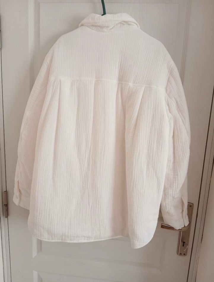 H&M Beyaz Müslin Gömlek Ceket - Görsel 2