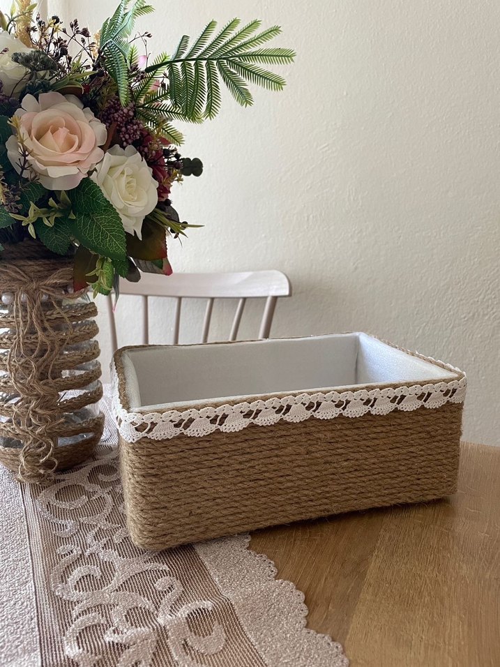 Dantel Detaylı Beyaz Saklama Sepeti - Görsel 5