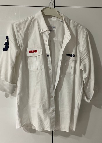 USPA Beyaz Kısa Kollu Erkek Gömlek