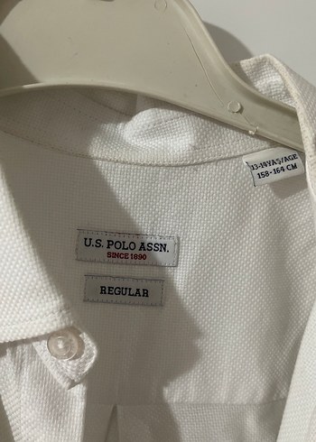 13-14 Yaş Beden beyaz Renk USPA Beyaz Kısa Kollu Erkek Gömlek