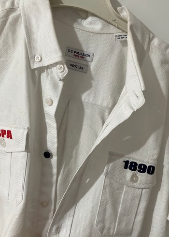 13-14 Yaş Beden USPA Beyaz Kısa Kollu Erkek Gömlek