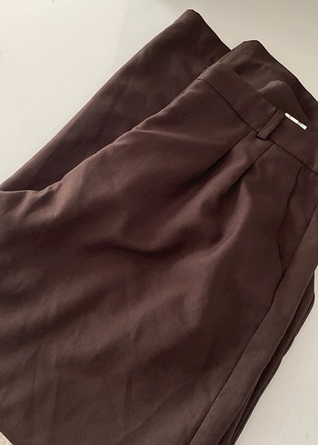 40 Beden Düğmeli Koyu Kahverengi Kadın Kumaş Pantolon