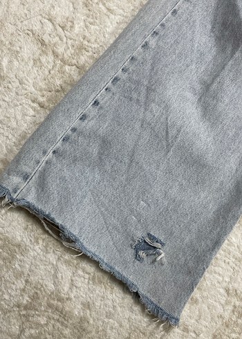 Zara Gri Bol Kesim Midi Denim Kadın Pantolon