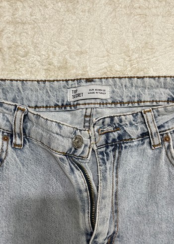 40 Beden Gri Bol Kesim Midi Denim Kadın Pantolon